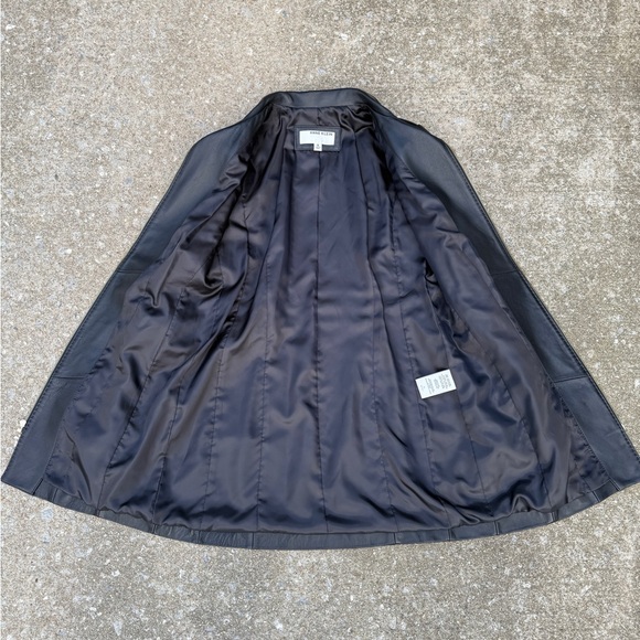 Anne Klein Women's Mid-length Full Zipper Genuine Soft Leather Coat Black Small - Picture 5 of 8